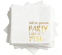 Horaldaily 100 Birthday Disposable Paper Decorative Luncheon Napkins, We're Gonna Party Like It's 1986 Hand Towel for Anniversary Party Lunch Dinner Kitchen Bathroom