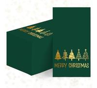 Horaldaily 100 Christmas Disposable Paper Decorative Guest Napkins, Green Gold Foil Christmas Tree Hand Towel for Party Lunch Dinner Kitchen Bathroom