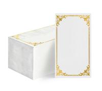 Horaldaily 100 Disposable Paper Decorative Guest Napkins, Gold Foil Solid Border Hand Towel for Birthday Party Anniversary Lunch Dinner Kitchen Bathroom