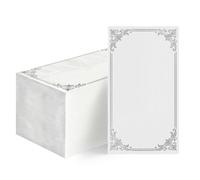 Horaldaily 100 Disposable Paper Decorative Guest Napkins, Silver Foil Solid Border Hand Towel for Birthday Party Anniversary Lunch Dinner Kitchen Bathroom