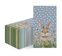 Horaldaily 100 Easter Disposable Paper Decorative Guest Napkins,Bunny Flower Blue Hand Towel for Party Lunch Dinner Kitchen Bathroom