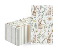 Horaldaily 100 Easter Disposable Paper Decorative Guest Napkins, Eucalyptus Bunny Spring Hand Towel for Party Lunch Dinner Kitchen Bathroom