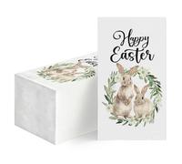 Horaldaily 100 Easter Disposable Paper Decorative Guest Napkins, Happy Easter Bunny Hand Towel for Party Lunch Dinner Kitchen Bathroom