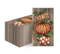 Horaldaily 100 Fall Disposable Paper Decorative Guest Napkins, Pumpkin Wood Hand Towel for Party Lunch Dinner Kitchen Bathroom
