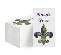 Horaldaily 100 MardiGras Disposable Paper Decorative Guest Napkins, Fleur De Lis Hand Towel for Party Lunch Dinner Kitchen Bathroom Decoration