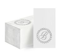 Horaldaily 100 Monogrammed Disposable Paper Decorative Guest Napkins, Silver Foil Letter B Hand Towel for Wedding Engagement Baby Shower Party