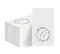 Horaldaily 100 Monogrammed Disposable Paper Decorative Guest Napkins, Silver Foil Letter C Hand Towel for Wedding Engagement Baby Shower Party