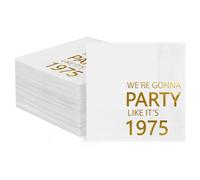 Horaldaily 100 Pack 50th Birthday Disposable Paper Decorative Luncheon Napkins, We're Gonna Party Like It's 1945 Hand Towel for Party Lunch Dinner Kitchen Bathroom (Gold,6.5x6.5 Inches)