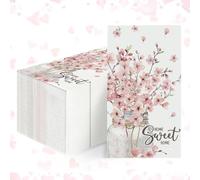 Horaldaily 100 Sping Valentine Disposable Paper Decorative Guest Napkins, Blossoms Mason Bottle Hand Towel for Party Lunch Dinner Kitchen Bathroom