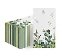 Horaldaily 100 Spring Disposable Paper Decorative Guest Napkins, Watercolor Eucalyptus for Party Bathroom Wedding Birthday Baby Shower