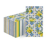 Horaldaily 100 Spring Summer Disposable Paper Decorative Guest Napkins, South Italy Lemon Italian Hand Towel for Party Lunch Dinner Kitchen Bathroom
