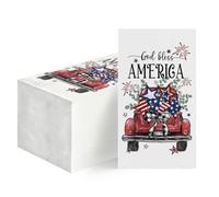 Horaldaily 100PCS 4th of July Disposable Paper Decorative Guest Napkins, Patriotic American Flag Stars Car Hand Towel for Party Lunch Dinner Kitchen Bathroom