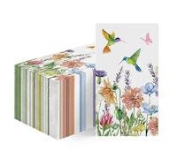 Horaldaily 200 Spring Summer Disposable Paper Decorative Guest Napkins, Hummingbird Butterfly Flowers Watercolor Hand Towel for Party Lunch Dinner Kitchen Bathroom