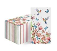 Horaldaily 200 Spring Summer Disposable Paper Decorative Guest Napkins, Watercolor Hummingbird Butterfly Flowers Hand Towel for Party Lunch Dinner Kitchen Bathroom