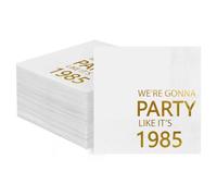 Horaldaily 40th Birthday 100 Pack Cocktail Napkins, 5x5 Inches We're Gonna Party Like It's 1945 Paper Napkins for Party Anniversary Lunch Dinner (Gold,5x5 Inches)