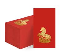 Horaldaily 50 Chinese New Year 2026 Disposable Paper Decorative Guest Napkins, Year of the Horse Red Hand Towel for Party Lunch Dinner Kitchen Bathroom