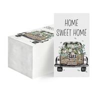 Horaldaily 50 Spring Summer Disposable Paper Decorative Guest Napkins, Eucalyptus and Letters Pattern Hand Towel for Party Lunch Dinner Kitchen Bathroom Decoration