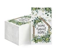 Horaldaily 50 Spring Summer Disposable Paper Decorative Guest Napkins, Eucalyptus Hand Towel for Party Lunch Dinner Kitchen Bathroom Decoration