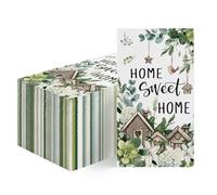 Horaldaily 50 Spring Summer Disposable Paper Decorative Guest Napkins, Eucalyptus Pattern Hand Towel for Party Lunch Dinner Kitchen Bathroom Decoration