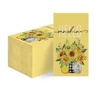 Horaldaily 50 Spring Summer Disposable Paper Decorative Guest Napkins, Sunflower Hello Sunshine Hand Towel for Party Lunch Dinner Kitchen Bathroom