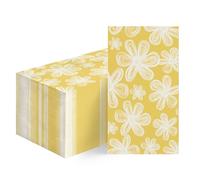 Horaldaily 50 Spring Summer Disposable Paper Decorative Guest Yellow Napkins, Flowers Hand Towel for Party Lunch Dinner Kitchen Bathroom Decoration