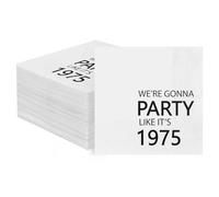 Horaldaily 50th Birthday 100 Pack Cocktail Napkins, 5x5 Inches We're Gonna Party Like It's 1945 Paper Napkins for Party Anniversary Lunch Dinner (Black,5x5 Inches)