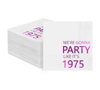 Horaldaily 50th Birthday 100 Pack Cocktail Napkins, 5x5 Inches We're Gonna Party Like It's 1945 Paper Napkins for Party Anniversary Lunch Dinner (Pink,5x5 Inches)