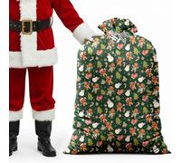 Horaldaily 56x36 Inch Christmas Gift Bag, Heavy Duty Big Santa Sack with Tie & Tag, Gingerbread Man Reusable Jumbo Wrapping for Large Presents (3pc)