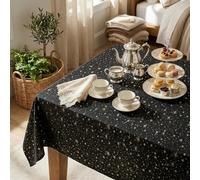 Horaldaily Black Tablecloth 52×70 Inch Rectangular, Star Sequin