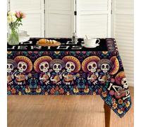Horaldaily Dia DE Los Muertos Tablecloth 60×104 Inch Rectangular, Day of The Dead Skull Decor, Halloween Cinco De Mayo Mexico Fiesta Washable Table Cover for Party Picnic Home Decor