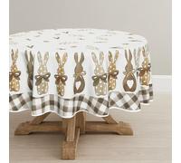 Horaldaily Easter Tablecloth 70x70 Inch Round, Spring Carrots Bunny Table Cover for Party Picnic Dinner Decor