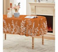 Horaldaily Fall Tablecloth 60×104 Inch Oval, Thanksgiving Autumn Harvest Orange Wild Flowers Washable Table Cloths Cover for Party Picnic Dinner Decor