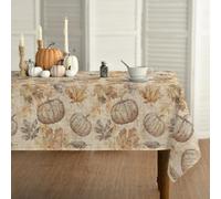 Horaldaily Fall Tablecloth 60×104 Inch Rectangular, Autumn Harvest Maple Leaves Pumpkin Washable Seasonal Table Cover for Party Picnic Dinner Decor