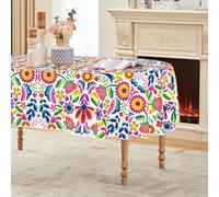 Horaldaily Mexico Tablecloth 60x84 Inch Oval, Halloween Cinco De Mayo Fiesta White Washable Seasonal Table Cover for Party Picnic Dinner Decor