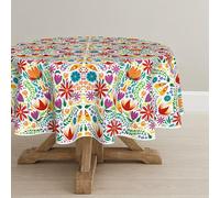 Horaldaily Mexico Tablecloth 70x70 Inch Round, Halloween Cinco De Mayo Fiesta Design White Washable Seasonal Table Cover for Party Picnic Dinner Decor