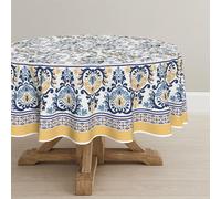 Horaldaily Provence Arabesque Round Tablecloth, 60x60 Inch