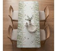 Horaldaily Spring Fitted Tablecloth 72 x 30 Inch Rectangular, Spring Wild Flowers Floral Beige Washable Table Cover Elastic Edged for Dinning, Picnic, Camping, Banquet