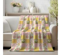 Horaldaily Spring Summer Flannel Blanket Throw, Buffalo Plaid Patch-Style Polka Dot Dasiy Soft Fuzzy Plush Cozy Fleece Blankets for Couch Sofa Bed Lounging, Ideal Gifts for Kids Adults Self, 50x60