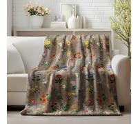 Horaldaily Spring Summer Flannel Blanket Throw, Flowers Brown Wood Grain Soft Fuzzy Plush Cozy Fleece Blankets for Couch Sofa Bed Lounging, Ideal Gifts for Kids Adults Self, 50x60