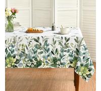 Horaldaily Spring Summer Tablecloth 60x84 Inch, Eucalyptus Floral Table Cover for Party Picnic Dinner Decor