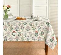Horaldaily Spring Tablecloth 60×60 Inch Square, Beige Vintage Art Deco Floral Washable Seasonal Table Cover for Party Picnic Dinner Decor