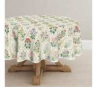 Horaldaily Spring Tablecloth 70×70 Inch Round, Beige Vintage Art Deco Floral Washable Seasonal Table Cover for Party Picnic Dinner Decor