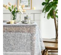 Horaldaily White Silver Gauze Tablecloth 60×140 Inch Rectangular, Silver Sequin Glitter Metallic Foil, Sheer Chiffon Tulle Cheesecloth for Wedding Baby Shower Ceremony Birthday