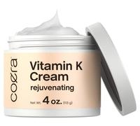 Coera Vitamin K Cream 4 oz | Premium Formula for Bruises Spider Veins Dark Circles Broken Capillaries Eyes and Face | Paraben and SLS Free