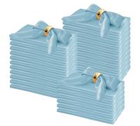 Horbaunal 100 Pack Satin Napkins 20" x 20" Oversized Dinner Napkins with Elegant Lace, Soft Cloth Napkins for Parties, Weddings, Events, Baby Blue
