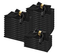 Horbaunal 100 Pack Satin Napkins 20" x 20" with Floral Edges, Black