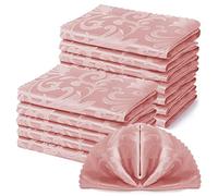 Horbaunal 12 Pack Damask Cloth Napkins 17 x 17 Inch, Jacquard Table Cloth Napkins Set of 12 Square Satin Napkins Fabric Dinner Napkins for Wedding Party Banquet, Rose Gold