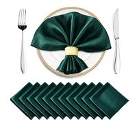 Horbaunal 16 Pack Forest Green Satin Napkins 20 x 20 Inch, Square Soft Table Dinner Napkins, Silky Cloth Napkins Table Decoration for Weddings Banquets Parties