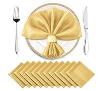 Horbaunal 16 Pack Gold Satin Napkins 20 x 20 Inch, Square Soft Table Dinner Napkins, Silky Cloth Napkins Table Decoration for Weddings Banquets Parties