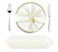Horbaunal 16 Pack Ivory Satin Napkins 20 x 20 Inch, Square Silky Cloth Napkins, Soft Table Napkins for Weddings Banquets Parties
